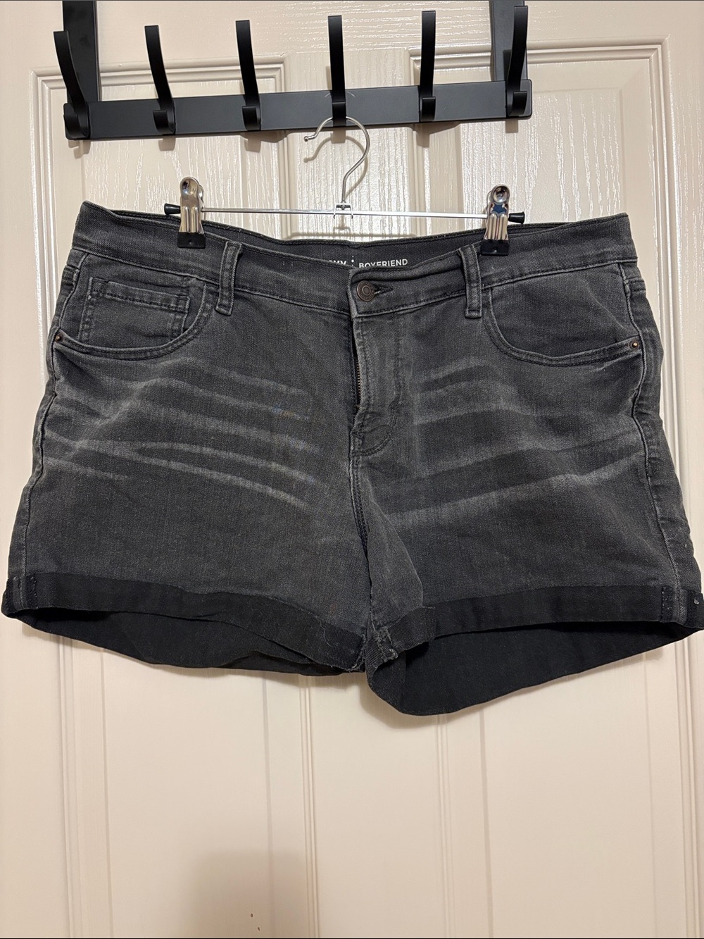 Old Navy Black Faded Denim Boyfriend Shorts
